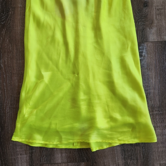L'Agence Jodie V Neck Slip Dress in Chartreuse Yellow Silk Sleeveless 4 *Defect* - Picture 5 of 13